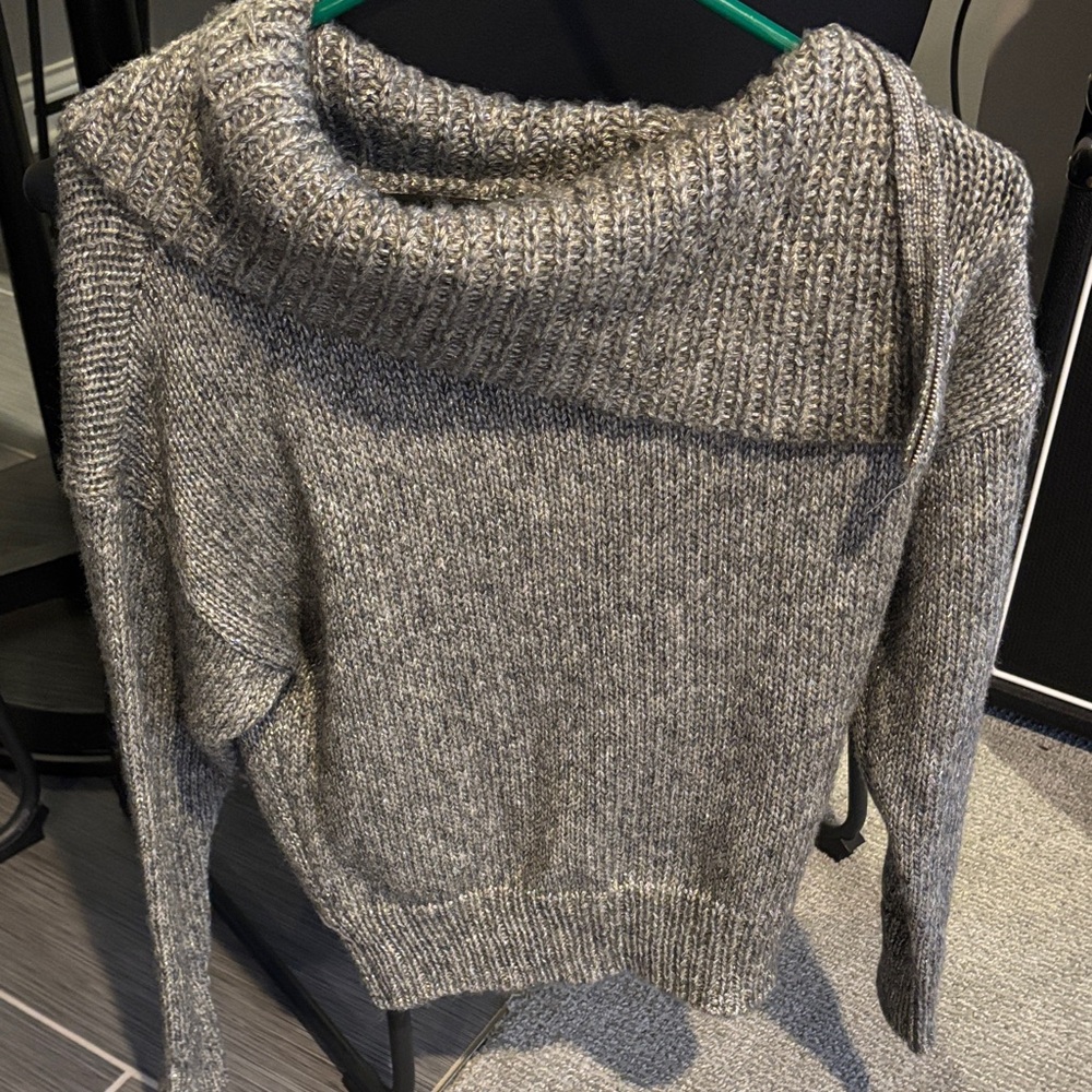 White House Black Market Heather Gray Cowl Neck Sweater